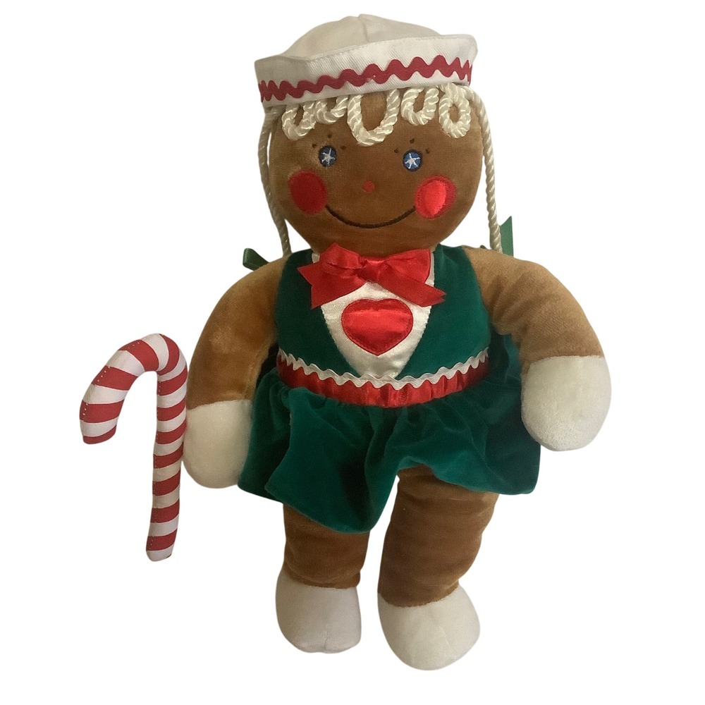 Vintage 1990 Target Commonwealth Gingerbread Girl Plush Christmas Candy Cane 13"